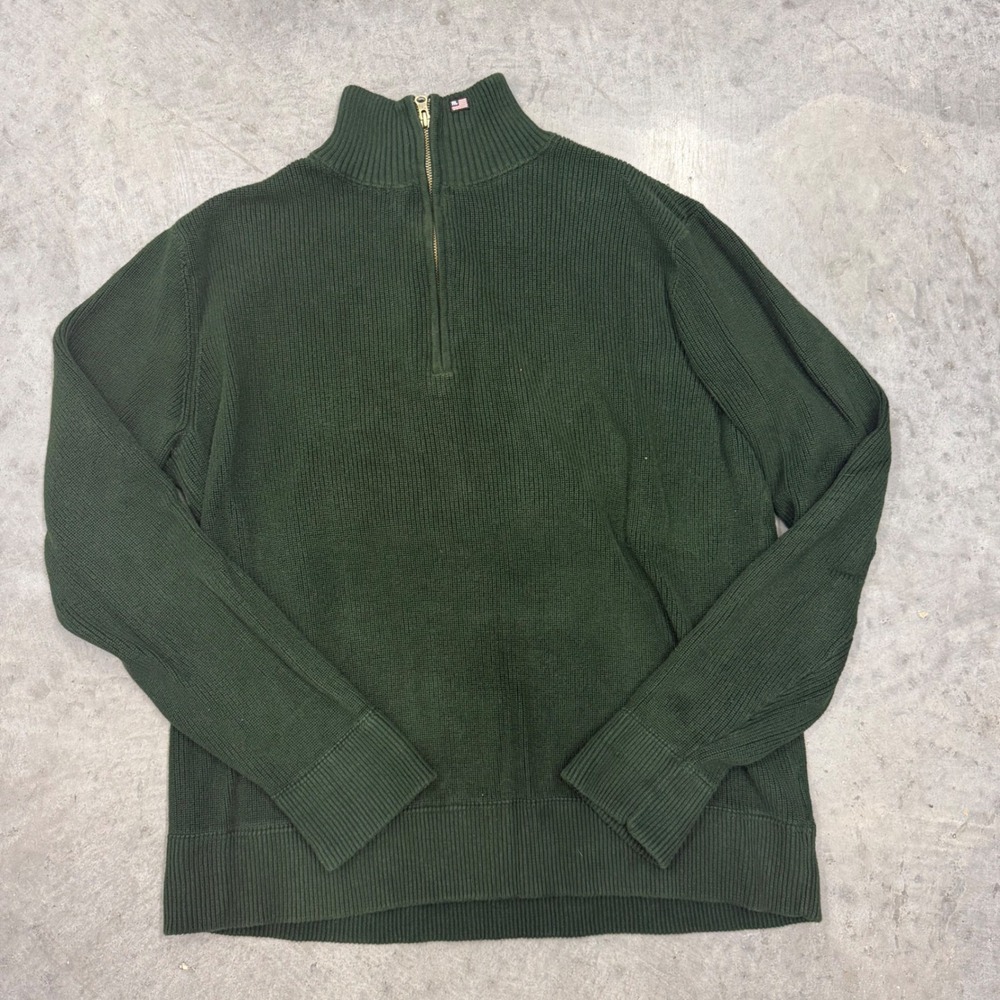 Polo Jeans Co Ralph Lauren Mens XXL Forest Green Ribbed Cotton Quarter Zip